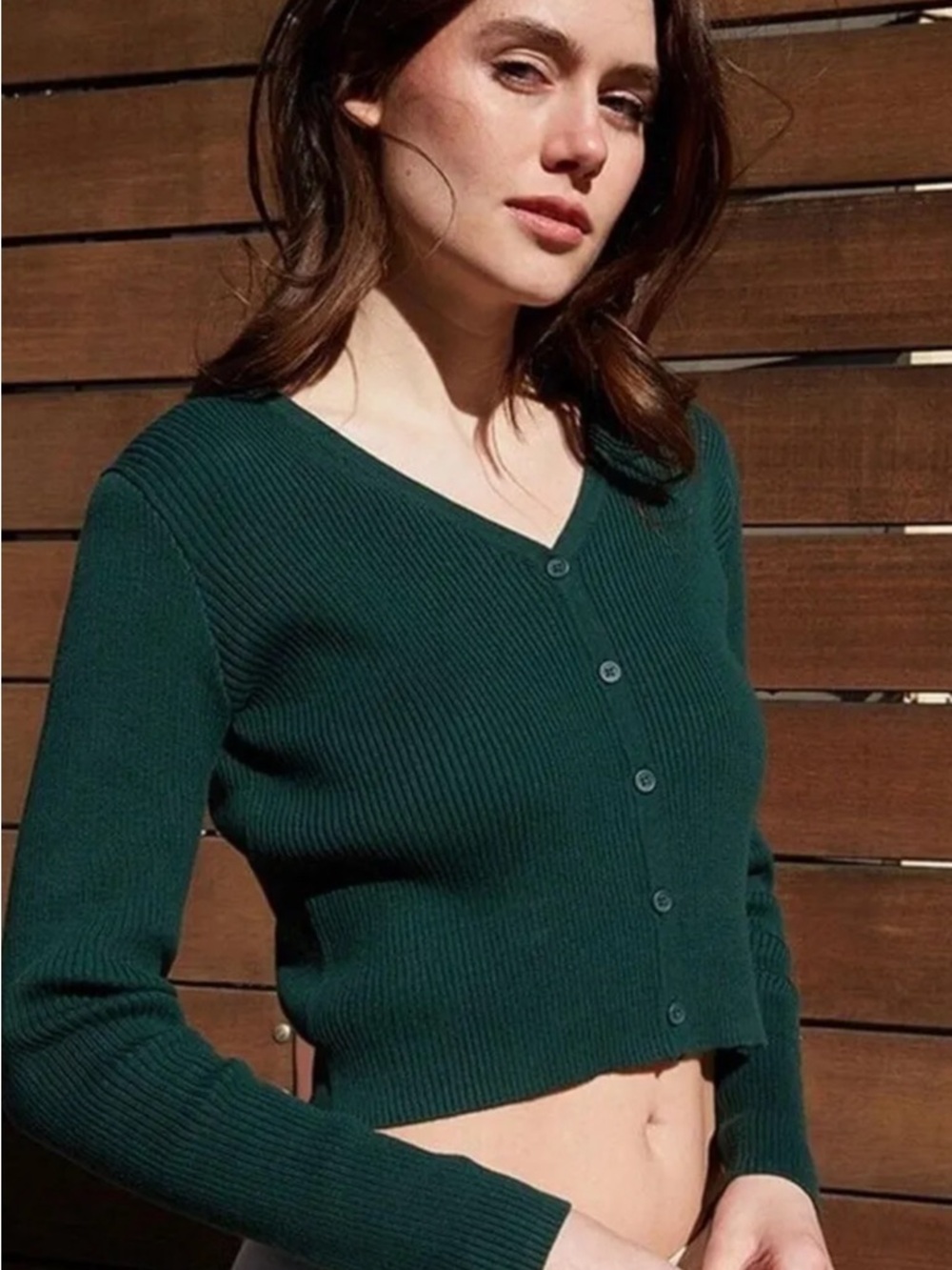 John Galt Brandy Melville Dark Green Button UP Cardigan